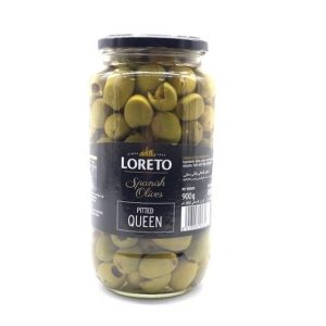 زیتون شیشه ای سبز بدون هسته 900 گرمی لورتو