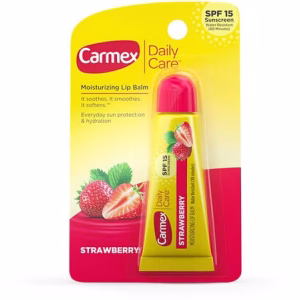 بالم لب تیوپی کارمکس Carmex مدل توت فرنگی STRAWEBERRY دارای SPF 15 حجم 10 میل ساخت کشور آمریکا